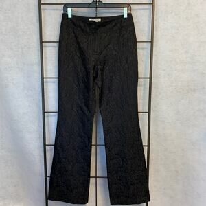 KAY UNGER NY Floral Damask Silk‎ Blend Pants Black Women's Size 4